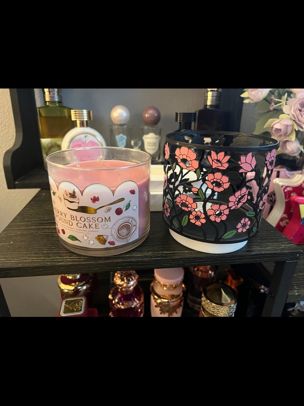 Bath and body 3 wick candle and candle holder